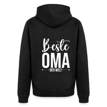 Großmutter Beste Oma - Unisex Premium Bio Zip Hoodie - Schwarz - Hinten - Nico (187cm)