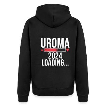Urgroßmutter 2024 Uroma - Unisex Premium Bio Zip Hoodie - Schwarz - Hinten - Nico (187cm)