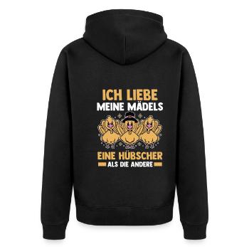 Truthuhn Truthahn - Unisex Premium Bio Zip Hoodie - Schwarz - Hinten - Nico (187cm)