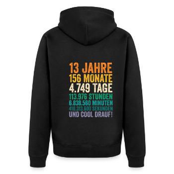 13 Jahre Dreizehnter Geburtstag - Unisex Premium Bio Zip Hoodie - Schwarz - Hinten - Nico (187cm)