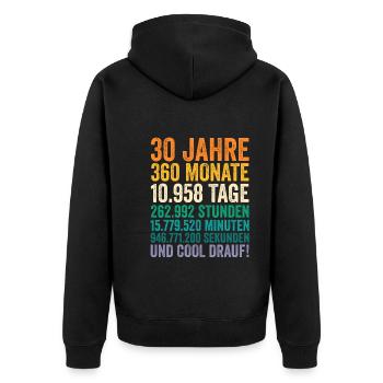30 Jahre Dreißigster Geburtstag - Unisex Premium Bio Zip Hoodie - Schwarz - Hinten - Nico (187cm)