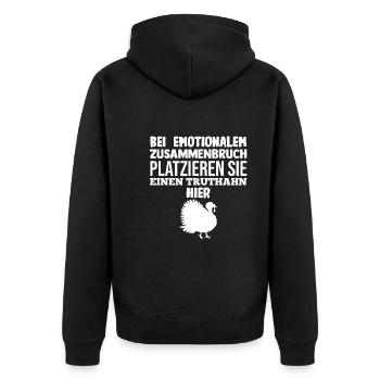 Truthuhn Truthahn - Unisex Premium Bio Zip Hoodie - Schwarz - Hinten - Nico (187cm)