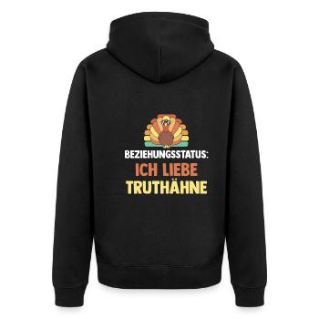 Beziehungsstatus Truthuhn Truthahn - Unisex Premium Bio Zip Hoodie - Schwarz - Hinten - Nico (187cm)