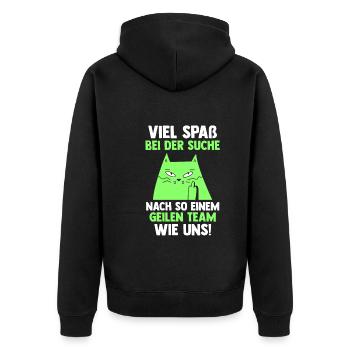 Jobwechsel Arbeit Büro Kollegen Abschiedsgeschenk - Unisex Premium Bio Zip Hoodie - Schwarz - Hinten - Nico (187cm)