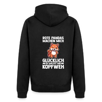 Roter Panda - Unisex Premium Bio Zip Hoodie - Schwarz - Hinten - Nico (187cm)