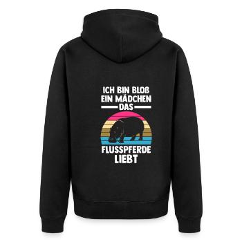 Nilpferd Flusspferd - Unisex Premium Bio Zip Hoodie - Schwarz - Hinten - Nico (187cm)
