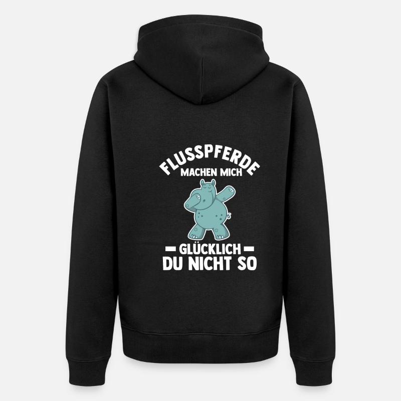 Nilpferd Flusspferd - Unisex Premium Bio Zip Hoodie - Schwarz