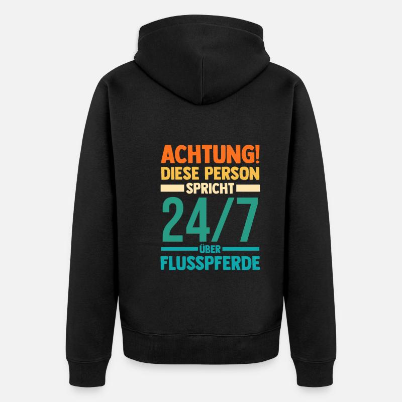 Nilpferd Flusspferd - Unisex Premium Bio Zip Hoodie - Schwarz