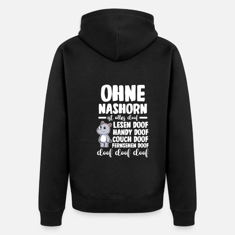 Nashorn - Unisex Premium Bio Zip Hoodie - Schwarz