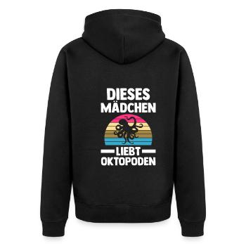 Tintenfisch Oktopus - Unisex Premium Bio Zip Hoodie - Schwarz - Hinten - Nico (187cm)