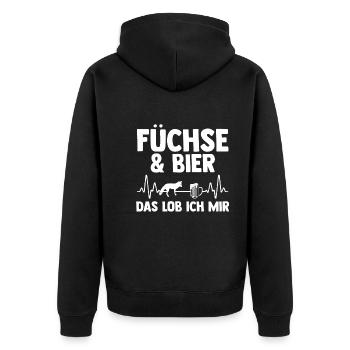 Fuchs - Unisex Premium Bio Zip Hoodie - Schwarz - Hinten - Nico (187cm)