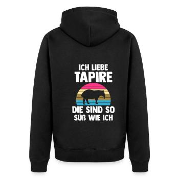 Tapir - Unisex Premium Bio Zip Hoodie - Schwarz - Hinten - Nico (187cm)