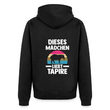Tapir - Unisex Premium Bio Zip Hoodie - Schwarz - Hinten - Nico (187cm)