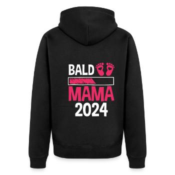 Werdende Mama 2024 - Unisex Premium Bio Zip Hoodie - Schwarz - Hinten - Nico (187cm)