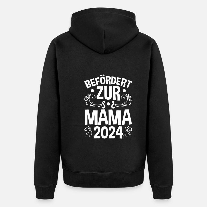Werdende Mama 2024 - Unisex Premium Bio Zip Hoodie - Schwarz