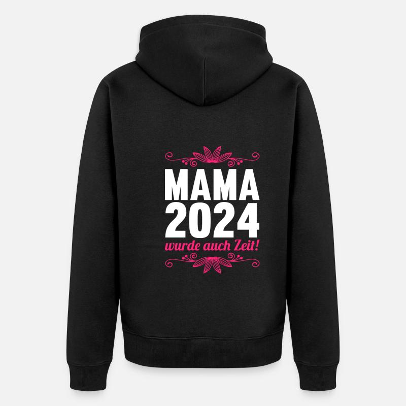 Werdende Mama 2024 - Unisex Premium Bio Zip Hoodie - Schwarz