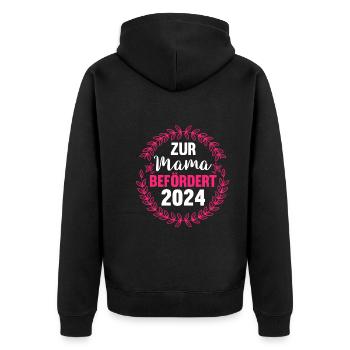 Werdende Mama 2024 - Unisex Premium Bio Zip Hoodie - Schwarz - Hinten - Nico (187cm)