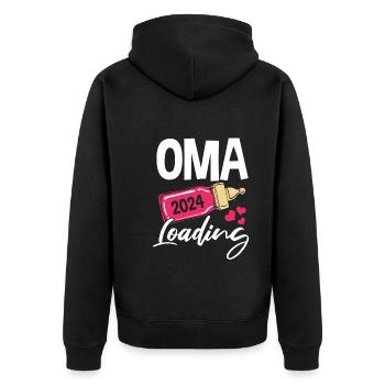 Werdende Oma 2024 - Unisex Premium Bio Zip Hoodie - Schwarz - Hinten - Nico (187cm)