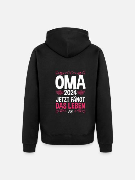 Werdende Oma 2024 - Unisex Premium Bio Zip Hoodie - Schwarz