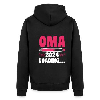Werdende Oma 2024 - Unisex Premium Bio Zip Hoodie - Schwarz - Hinten - Nico (187cm)