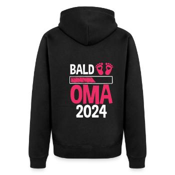 Werdende Oma 2024 - Unisex Premium Bio Zip Hoodie - Schwarz - Hinten - Nico (187cm)