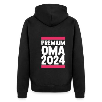 Werdende Oma 2024 - Unisex Premium Bio Zip Hoodie - Schwarz - Hinten - Nico (187cm)