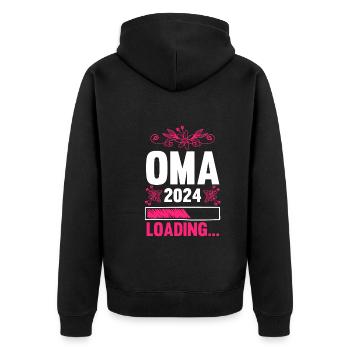 Werdende Oma 2024 - Unisex Premium Bio Zip Hoodie - Schwarz - Hinten - Nico (187cm)