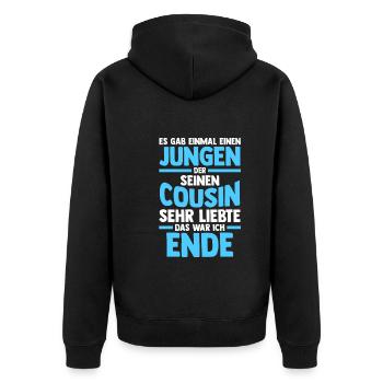 Cousins Cousin - Unisex Premium Bio Zip Hoodie - Schwarz - Hinten - Nico (187cm)