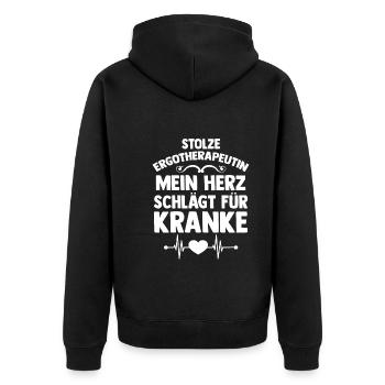 Ergotherapie Ergotherapeutin - Unisex Premium Bio Zip Hoodie - Schwarz - Hinten - Nico (187cm)