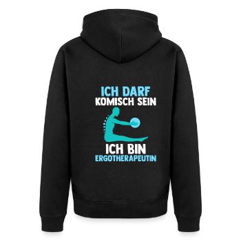 Ergotherapie Ergotherapeutin - Unisex Premium Bio Zip Hoodie - Schwarz - Hinten - Nico (187cm)