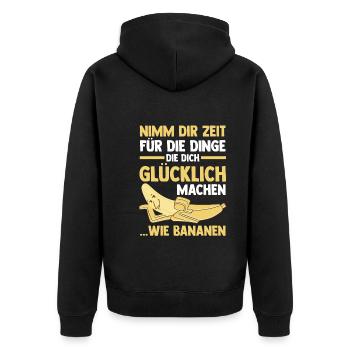 Früchte Banane - Unisex Premium Bio Zip Hoodie - Schwarz - Hinten - Nico (187cm)