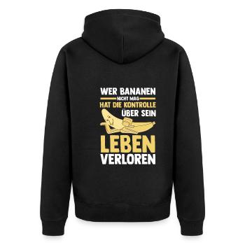 Früchte Banane - Unisex Premium Bio Zip Hoodie - Schwarz - Hinten - Nico (187cm)