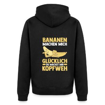 Früchte Banane - Unisex Premium Bio Zip Hoodie - Schwarz - Hinten - Nico (187cm)