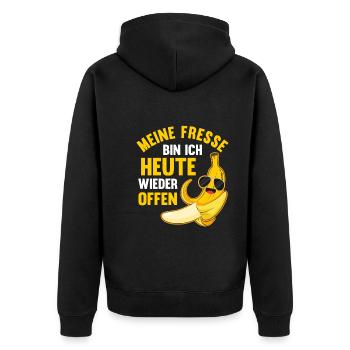 Früchte Banane - Unisex Premium Bio Zip Hoodie - Schwarz - Hinten - Nico (187cm)