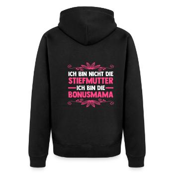 Stiefmutter Stiefmama Bonusmama - Unisex Premium Bio Zip Hoodie - Schwarz - Hinten - Nico (187cm)