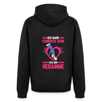 Geburtshelferin Hebamme - Unisex Premium Bio Zip Hoodie - Schwarz - Hinten - Nico (187cm)