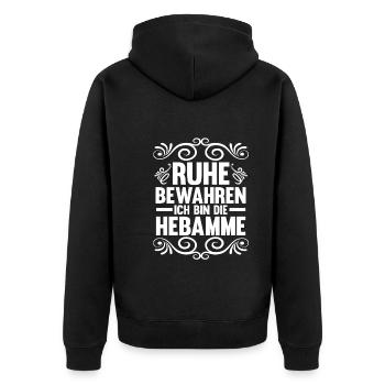 Geburtshelferin Hebamme - Unisex Premium Bio Zip Hoodie - Schwarz - Hinten - Nico (187cm)