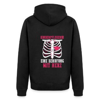 Erzieherin Kindergärtnerin Kinderpflegerin - Unisex Premium Bio Zip Hoodie - Schwarz - Hinten - Nico (187cm)