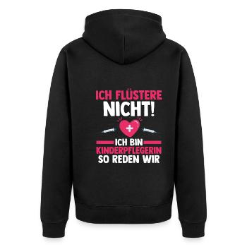 Erzieherin Kindergärtnerin Kinderpflegerin - Unisex Premium Bio Zip Hoodie - Schwarz - Hinten - Nico (187cm)