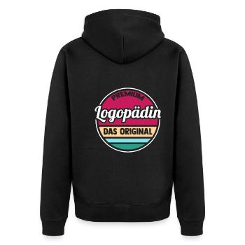 Logopädie Logopädin - Unisex Premium Bio Zip Hoodie - Schwarz - Hinten - Nico (187cm)