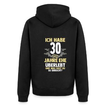 Ehe Perlenhochzeit 30 Jahre Verheiratet Hochzeitst - Unisex Premium Bio Zip Hoodie - Schwarz - Hinten - Nico (187cm)