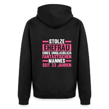 Ehe Zinnhochzeit 33 Jahre Verheiratet Hochzeitstag - Unisex Premium Bio Zip Hoodie - Schwarz - Hinten - Nico (187cm)