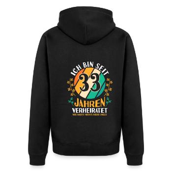 Ehe Zinnhochzeit 33 Jahre Verheiratet Hochzeitstag - Unisex Premium Bio Zip Hoodie - Schwarz - Hinten - Nico (187cm)