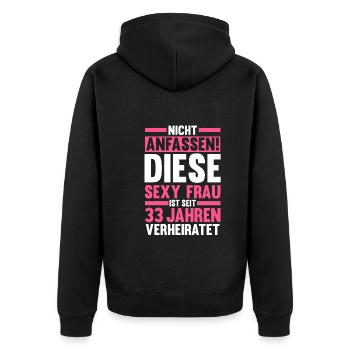 Ehe Zinnhochzeit 33 Jahre Verheiratet Hochzeitstag - Unisex Premium Bio Zip Hoodie - Schwarz - Hinten - Nico (187cm)