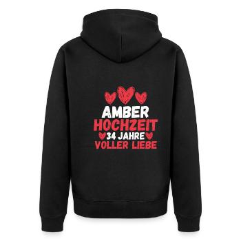 Ehe Amberhochzeit 34 Jahre Verheiratet Hochzeitsta - Unisex Premium Bio Zip Hoodie - Schwarz - Hinten - Nico (187cm)