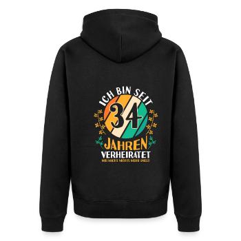 Ehe Amberhochzeit 34 Jahre Verheiratet Hochzeitsta - Unisex Premium Bio Zip Hoodie - Schwarz - Hinten - Nico (187cm)