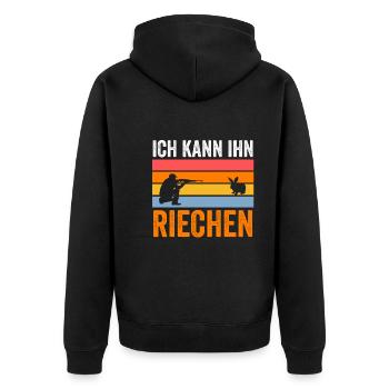 Hasenjäger Hasenjagd Kaninchenjagd Jäger - Unisex Premium Bio Zip Hoodie - Schwarz - Hinten - Nico (187cm)