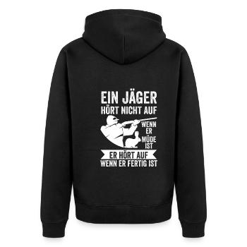 Hasenjäger Hasenjagd Kaninchenjagd Jäger - Unisex Premium Bio Zip Hoodie - Schwarz - Hinten - Nico (187cm)