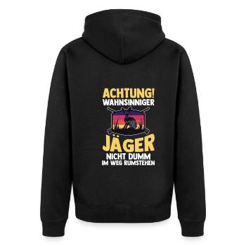 Hasenjäger Hasenjagd Kaninchenjagd Jäger - Unisex Premium Bio Zip Hoodie - Schwarz - Hinten - Nico (187cm)