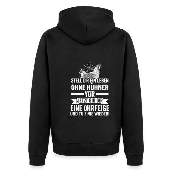 Huhn Hühnerstall Bauernhof Bauer Landwirt Hühner - Unisex Premium Bio Zip Hoodie - Schwarz - Hinten - Nico (187cm)